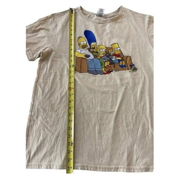 The Simpsons Men T Shirt Embroidered Front Logo back desing Size XL Cream - Picture 2 of 7
